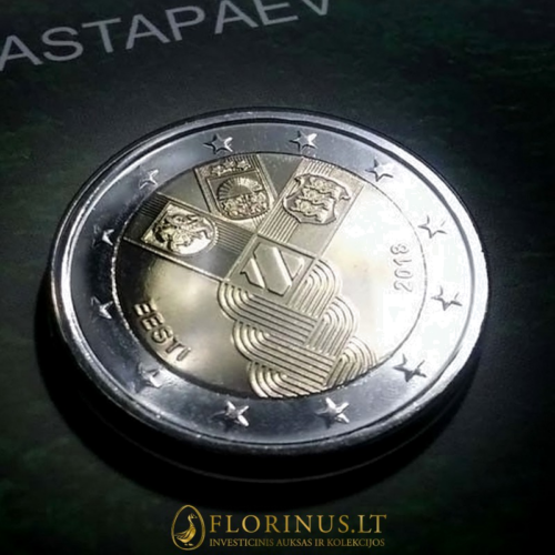 2018 Estija Baltijos valstybių 100-metis 2 eurų BU moneta kortelėje (5)