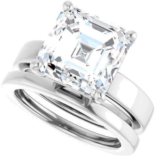 Sužadėtuvių Žiedas „Solitaire“ 585 Baltojo Aukso Asscher 10mm (10)