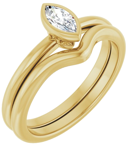 Sužadėtuvių Žiedas „Bezel-Set“ 10k yellow gold Marquise 6mm x 3mm (6)