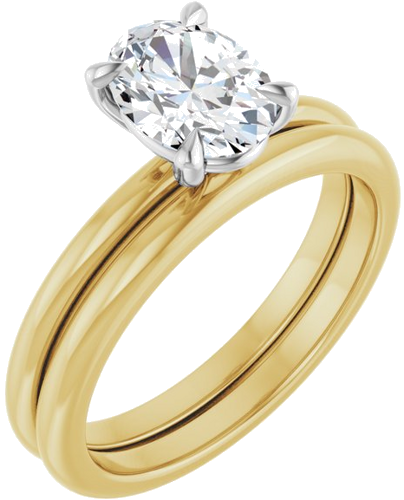 14K Yellow White 8x6 mm Oval Solitaire Engagement Ring Mounting (6)