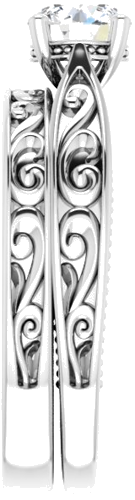 14K White 5.8 mm Round Vintage-Inspired Engagement Ring Mounting (9)