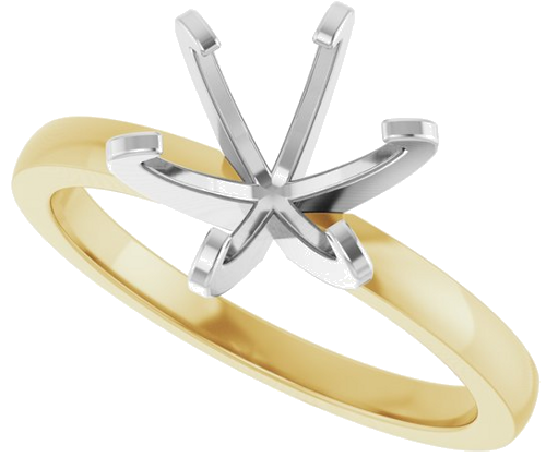 14K Yellow White 7.8-8.6 mm Round Solitaire Engagement Ring Mounting (5)