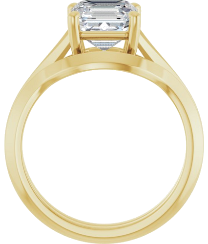 Sužadėtuvių Žiedas „Solitaire Split Shank“ 14k yellow gold Asscher 7mm (7)