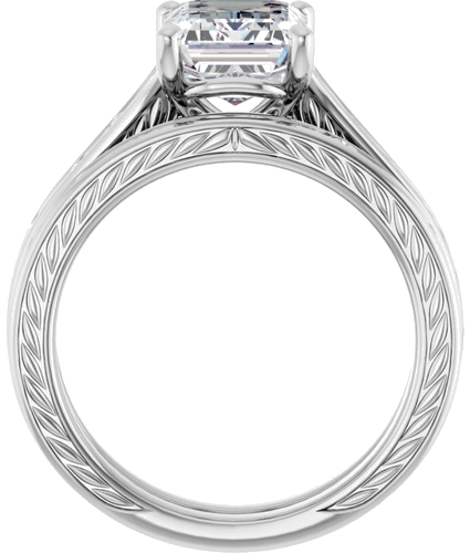 Sužadėtuvių Žiedas „Solitaire Scroll“ 950 Platinos Emerald 9mm x 7mm (7)
