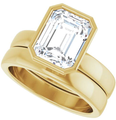 Sužadėtuvių Žiedas „Bezel-Set Solitaire“ 14k yellow gold Emerald 9mm x 7mm (10)