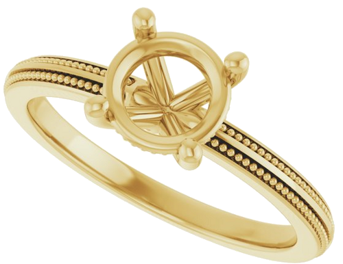 Sužadėtuvių Žiedas „Solitaire Milgrain“ 14k yellow gold Round 6.5mm (5)