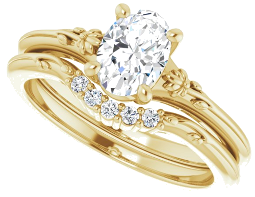 Sužadėtuvių Žiedas „Solitaire“ 585 Geltonojo Aukso Oval 7mm x 5mm (10)