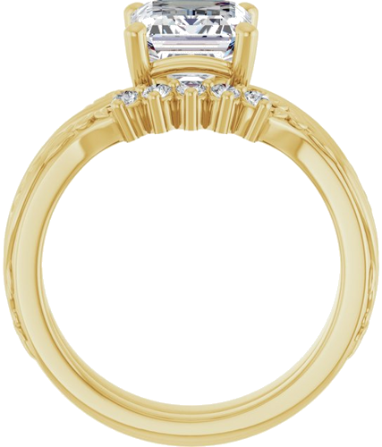 Sužadėtuvių Žiedas „Solitaire Sculptural“ 14k yellow gold Emerald 9mm x 7mm (7)