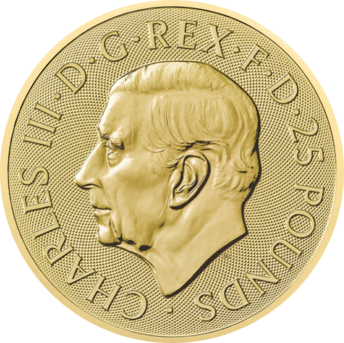 1/4 oz Королевские звери Тюдоров: Дракон 2024 Великобритания золотая монета (2)