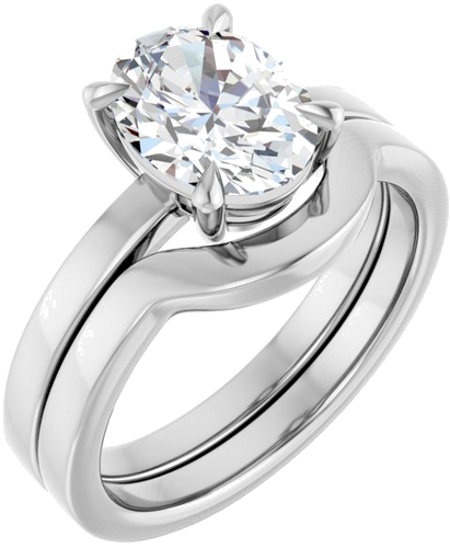 Sužadėtuvių Žiedas „Claw-Prong Solitaire“ 14k white gold Oval 9mm x 7mm (6)