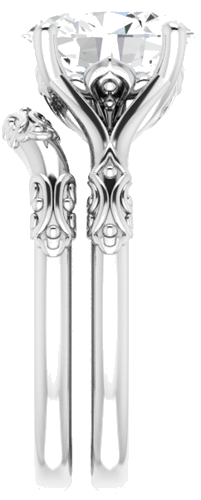 Sužadėtuvių Žiedas „Solitaire Sculptural“ 14k white gold Oval 10mm x 8mm (9)