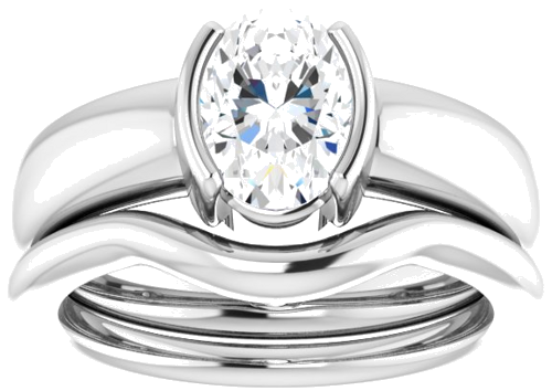 Sužadėtuvių Žiedas „Half-Bezel Solitaire“ 14k white gold Oval 8mm x 6mm (8)