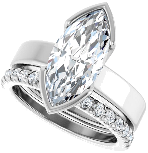 Sužadėtuvių Žiedas „Half-Bezel Solitaire“ 10k white gold Marquise 15mm x 7mm (10)