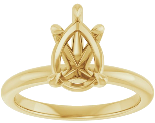 18K Yellow 10x7 mm Pear Solitaire Engagement Ring Mounting (3)