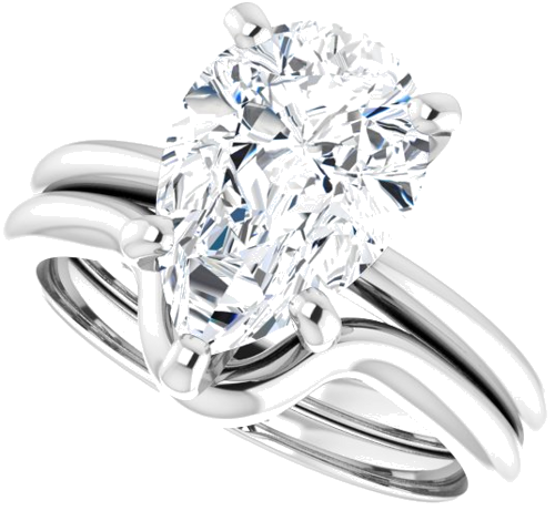 Sužadėtuvių Žiedas „Solitaire“ 585 Baltojo Aukso Pear Shape 12mm x 8mm (10)