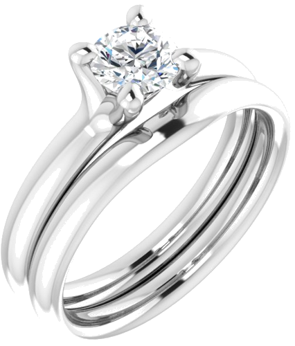 Sužadėtuvių Žiedas „Solitaire“ 14k white gold Round 5.2mm (6)