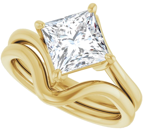 Sužadėtuvių Žiedas „Solitaire Bypass“ 10k yellow gold Square 7mm (10)