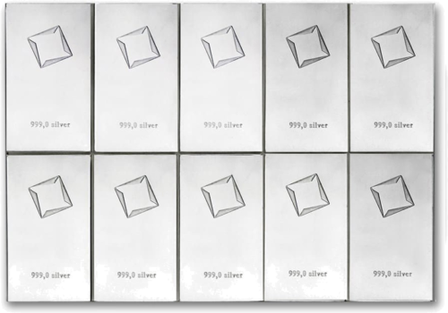 10 x 10 g ComBibar™ sidabro luitai Valcambi (4)