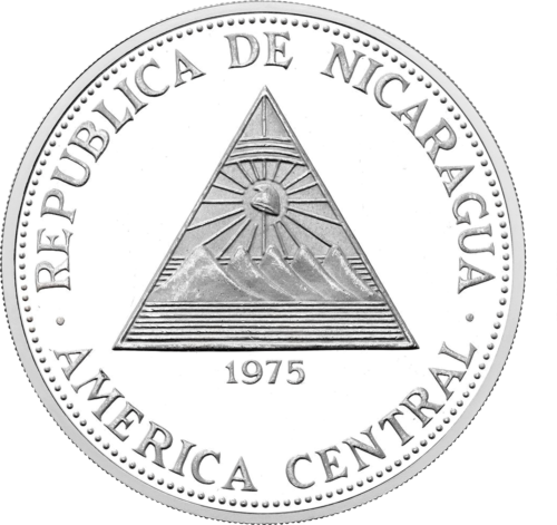 50 Cordobas Liberty Bell (1975) Nicaragua silver coin (2)