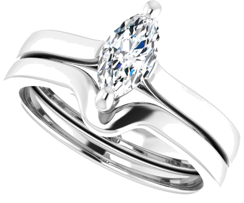 Sužadėtuvių Žiedas 14k white gold Marquise 8mm x 4mm (10)