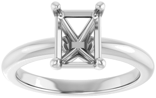 Sužadėtuvių Žiedas 14k white gold Emerald 8mm x 6mm (3)