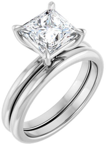 Sužadėtuvių Žiedas „Claw-Prong“ 14k white gold Square 7mm (6)