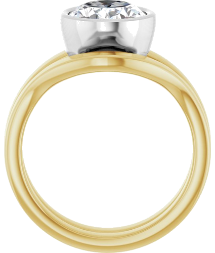 Sužadėtuvių Žiedas „Bezel-Set Solitaire“ 14k yellow/white gold Oval 10mm x 8mm (7)