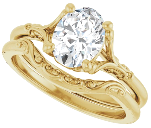 Sužadėtuvių Žiedas „Solitaire“ 417 Geltonojo Aukso Oval 8mm x 6mm (10)