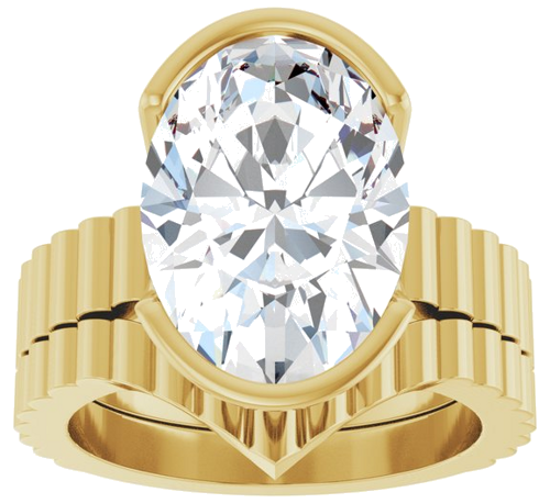 Sužadėtuvių Žiedas „Half-Bezel Solitaire“ 14k yellow gold Oval 14mm x 10mm (8)
