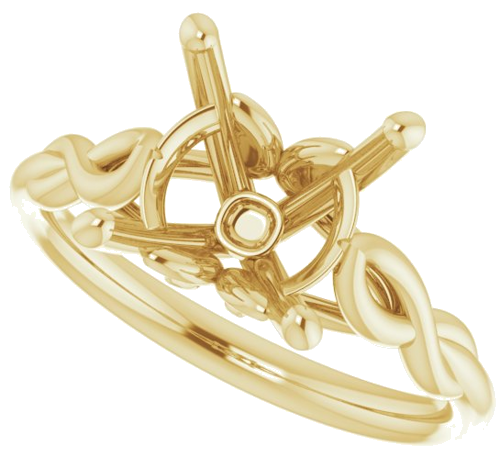 14K Yellow  10 mm Round Solitaire Engagement Ring Mounting (5)