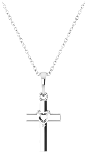Sterling Silver 3x3 mm Heart Cross 16-18  Necklace (1)