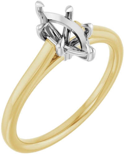 Sužadėtuvių Žiedas „Claw-Pong“ 14k yellow/white gold Marquise 9mm x 4.5mm (1)