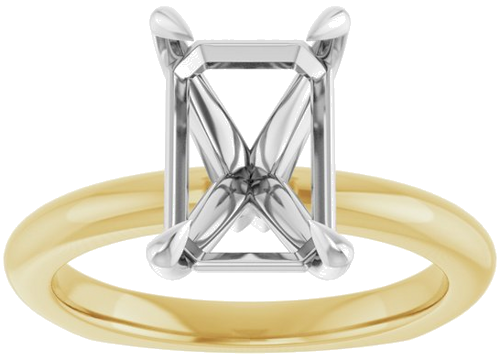Sužadėtuvių Žiedas „Claw-Prong Euro Shank“ 14k yellow/white gold Emerald 10mm x 7mm (3)