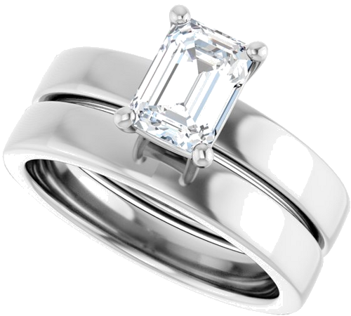 Sužadėtuvių Žiedas „Solitaire“ 14k white gold Emerald 7mm x 5mm (10)