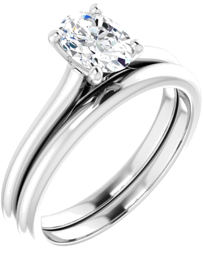 Sužadėtuvių Žiedas „Accented“ 14k white gold Oval 7mm x 5mm (6)