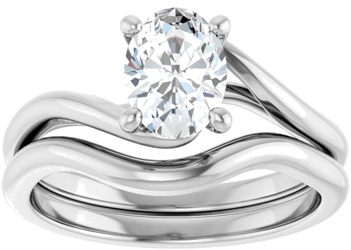 Sužadėtuvių Žiedas „Bypass“ 14k white gold Oval 7.5mm x 5.5mm (8)