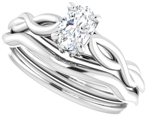 Sužadėtuvių Žiedas „Solitaire Sculptural“ 14k white gold Oval 6mm x 4mm (10)