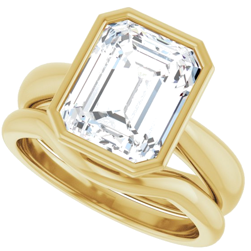 Sužadėtuvių Žiedas „Bezel-Set Solitaire“ 14k yellow gold Emerald 10mm x 8mm (10)