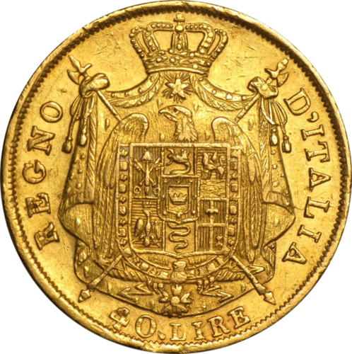 40 lirų Napoleonas Bonapartas (1807-1814) auksinė moneta Napoleonic Italijos Karalystė (2)