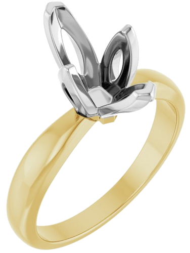 Sužadėtuvių Žiedas „V-End Tulipset® Solitaire“ 14k yellow/white gold Marquise 12mm x 6mm (1)
