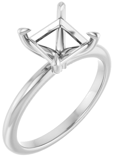 Sužadėtuvių Žiedas „Claw-Prong“ 14k white gold Square 6.5mm (1)