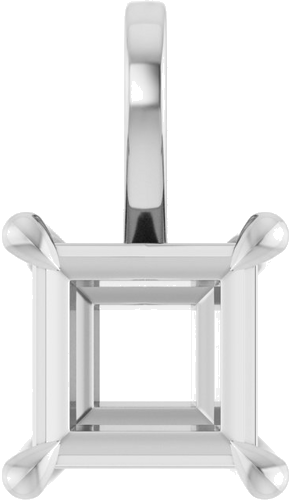 Pakabukas „Solitaire“ 14k white gold Square 5mm (1)