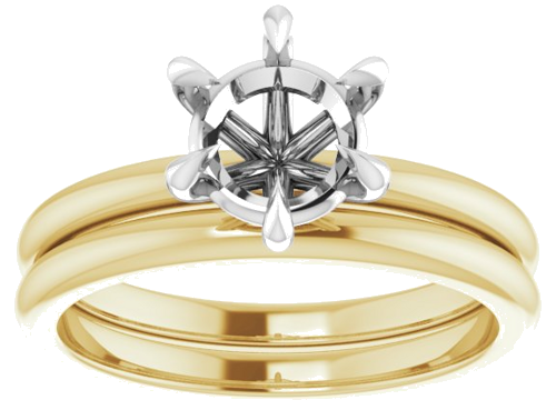 Sužadėtuvių Žiedas „Claw-Prong“ 14k yellow/white gold Round 7mm (8)