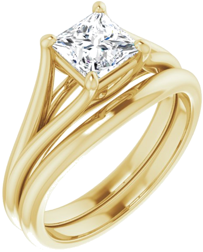 14K Yellow 5.5 mm Square Solitaire Engagement Ring Mounting (6)