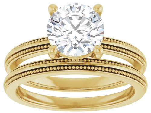 Sužadėtuvių Žiedas „Solitaire Milgrain“ 14k yellow gold Round 7.4mm (8)