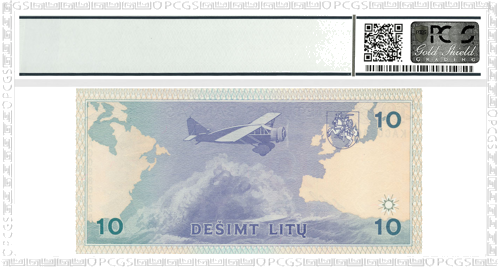 1993 Lietuva 10 litų banknotas PCGS GEM UNC 66 (2)