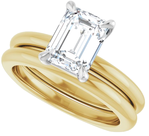 Sužadėtuvių Žiedas „Claw-Prong Euro Shank“ 14k yellow/white gold Emerald 8mm x 6mm (10)