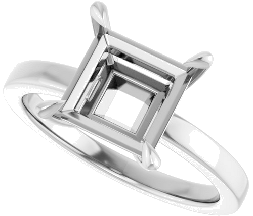 Sužadėtuvių Žiedas „Claw-Prong Solitaire“ 14k white gold Square 7.5mm (5)