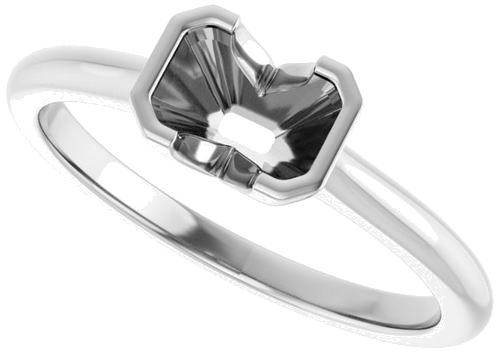 Sužadėtuvių Žiedas „Half-Bezel Solitaire“ 10k white gold Emerald 6mm x 4mm (5)