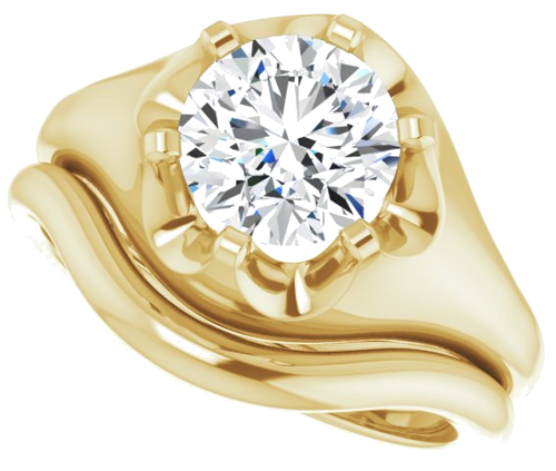 Sužadėtuvių Žiedas „Solitaire Belcher“ 14k yellow gold Round 7.4mm (10)